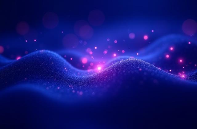 Abstract depiction of quantum dots and machine learning neural networks